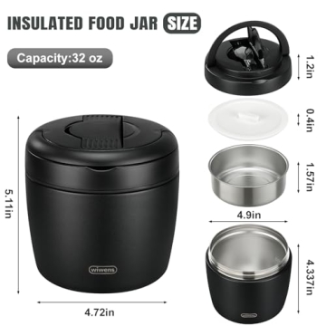 wiwens 32oz Thermo Food Jar for Hot Meals and Snacks