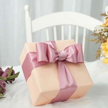 DINDOSAL Rose Pink Ribbon 2" Double Face Satin Ribbon Thick Dusty Rose Ribbon for Gift Wrapping Wedding Decor Bridal Bouquet Party Decorations DIY Crafts Diaper Cake Hair Bows - 25Yards