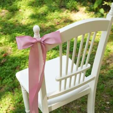 DINDOSAL Rose Pink Ribbon 2" Double Face Satin Ribbon Thick Dusty Rose Ribbon for Gift Wrapping Wedding Decor Bridal Bouquet Party Decorations DIY Crafts Diaper Cake Hair Bows - 25Yards