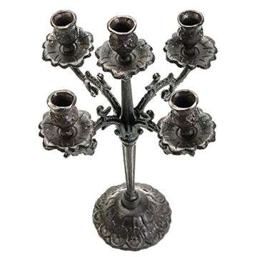 Sungmor Heavy Duty Cast Iron Candlestick Holders - Handcrafted Vintage Candelabra - 17Inch Tall & 5 ...