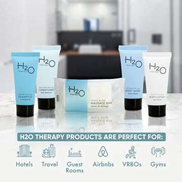 H2O Therapy Hotel Soaps & Toiletries Bulk Set | 1-Shoppe Amenities Kit | 0.85oz Shampoo & Conditione...
