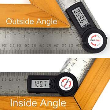 GemRed 82305 Digital Angle Finder GemRed Protractor Stainless steel 7inch 200mm (Black Button)