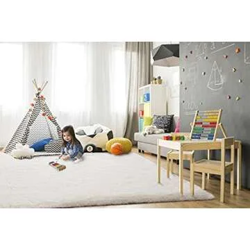 TWINNIS Super Soft Shaggy Rugs Fluffy Carpets 9x12 Feet, Indoor Modern Plush Area Rugs for Living Room Bedroom Kids Room Nursery Home Decor Fuzzy Rug, Cream White