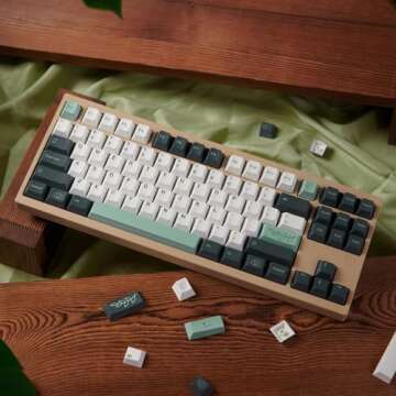 133 Keys Green Botanical PBT Keycaps Cherry Profile