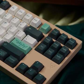 133 Keys Green Botanical PBT Keycaps Cherry Profile