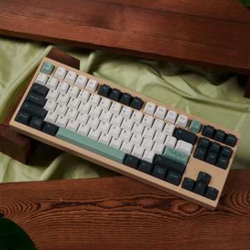 133 Keys Green Botanical PBT Keycaps Cherry Profile