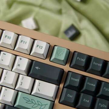 133 Keys Green Botanical PBT Keycaps Cherry Profile