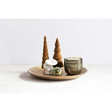 Creative Co-Op Round Decorative MDF Tray for Seasonal Charm