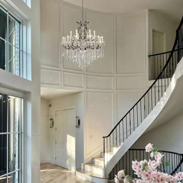VARTTYAL 40" Crystal Chandeliers 18-Light Large Foyer Chandeliers for High Ceilings, Black Staircase...