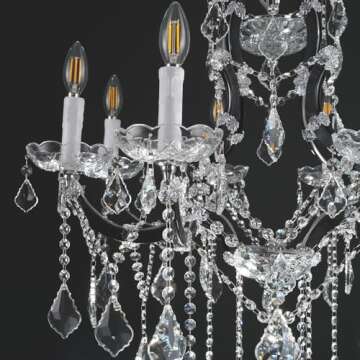 VARTTYAL 40" Crystal Chandeliers 18-Light Large Foyer Chandeliers for High Ceilings, Black Staircase Chandeliers Big Entryway Maria Theresa Chandeliers Living Room Light Fixture for Stairway, Entry