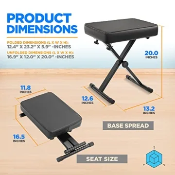 Pyle Adjustable Padded Keyboard Bench for Musicians