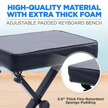 Pyle Adjustable Padded Keyboard Bench for Musicians