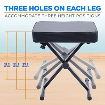 Pyle Adjustable Padded Keyboard Bench for Musicians