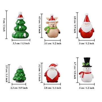Christmas Miniature Ornaments Kit, 17PCS Mini Christmas Figures Mini Resin Figurines Santa Claus Sno...