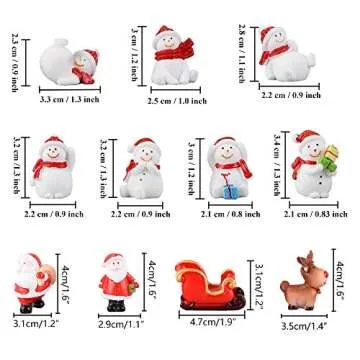Christmas Miniature Ornaments Kit, 17PCS Mini Christmas Figures Mini Resin Figurines Santa Claus Snowman Christmas Tree Reindeer Christmas Figures for Crafts Snow Globe Snow Garden Dollhouse Landscape