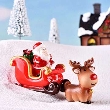 Christmas Miniature Ornaments Kit, 17PCS Mini Christmas Figures Mini Resin Figurines Santa Claus Snowman Christmas Tree Reindeer Christmas Figures for Crafts Snow Globe Snow Garden Dollhouse Landscape