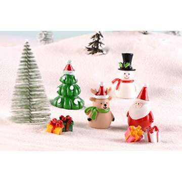 Christmas Miniature Ornaments Kit, 17PCS Mini Christmas Figures Mini Resin Figurines Santa Claus Snowman Christmas Tree Reindeer Christmas Figures for Crafts Snow Globe Snow Garden Dollhouse Landscape