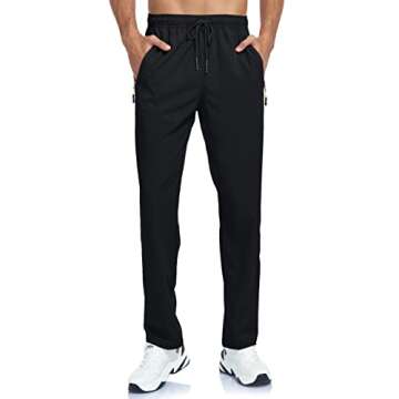 Sweatpants for Men Mens Athletic Workout Pants with Zipper Pockets Exercise Elastic Waist Summer Bre...