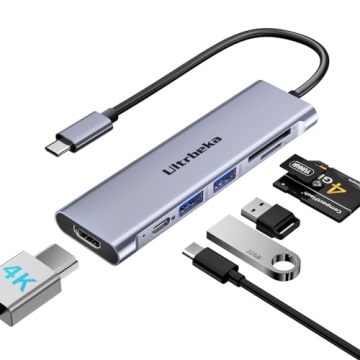 USB C Hub, 7in1 USBC Hub, 4K HDMI Multiport Adapter, TF/SD Card Reader, 2×Powered USB-A 3.0 5Gbps, ...