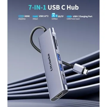 Versatile 7-in-1 USB C Hub with 4K HDMI & USB-A Ports