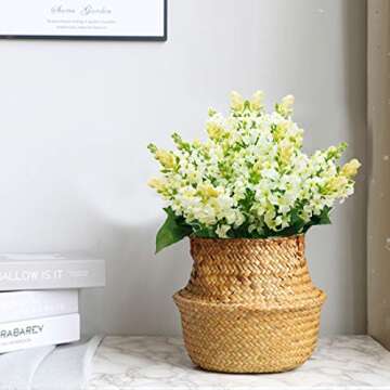 Guagb Artificial Fake Flowers Silk Plastic Plant Arrangement for Home Indoor Outdoor Garden Wedding Table Vase Decorations Faux Snapdragon Flower,3 Bouquets (White)