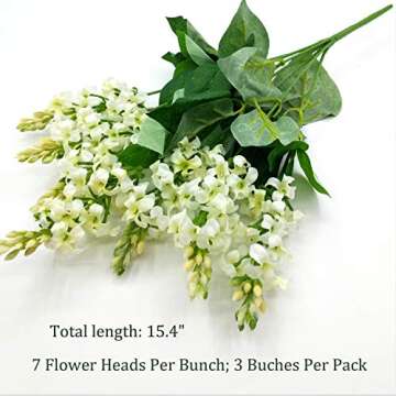 Guagb Artificial Fake Flowers Silk Plastic Plant Arrangement for Home Indoor Outdoor Garden Wedding Table Vase Decorations Faux Snapdragon Flower,3 Bouquets (White)