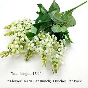 Guagb Artificial Fake Flowers Silk Plastic Plant Arrangement for Home Indoor Outdoor Garden Wedding Table Vase Decorations Faux Snapdragon Flower,3 Bouquets (White)