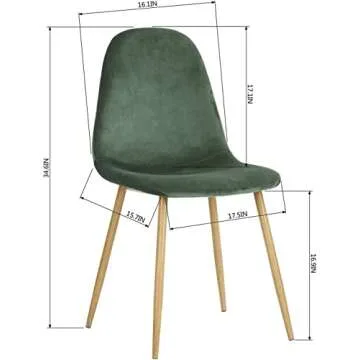GreenForest Velvet Dining Chairs Set of 4，Dining Kitchen Room Chairs, Mid Century Modern Upholstered Side Chairs with Metal Legs,Dark Green