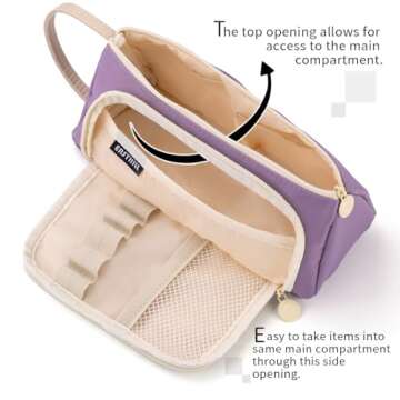 EASTHILL Pencil Case Large Capacity Pencil Pouch School Suppies Pen Case Simple Stationery College O...