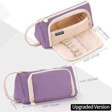 EASTHILL Pencil Case Large Capacity Pencil Pouch School Suppies Pen Case Simple Stationery College Office Organizer for Girls Adults - Purple