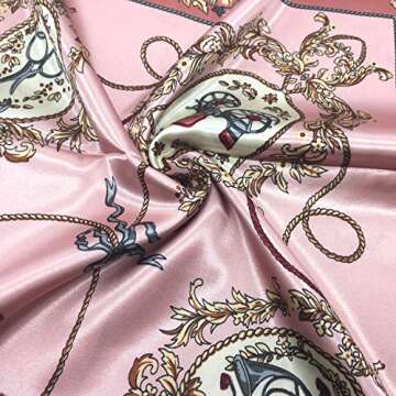 YOUR SMILE Silk Like Scarf Women's Fashion Pattern Large Square Satin Headscarf Head Dress (201)