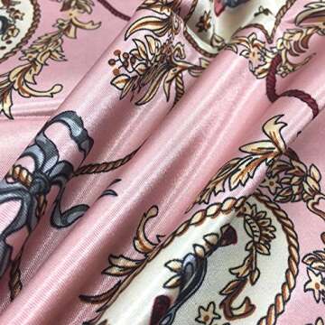 YOUR SMILE Silk Like Scarf Women's Fashion Pattern Large Square Satin Headscarf Head Dress (201)