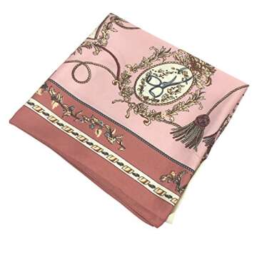 YOUR SMILE Silk Like Scarf Women's Fashion Pattern Large Square Satin Headscarf Head Dress (201)