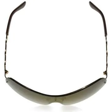 Southpole Women's 1023sp Over Sized Metal Shield Sunglasses with Vented Metal Chain Link Temple 100 UV Protection, Gold/Brown, 70 mm US