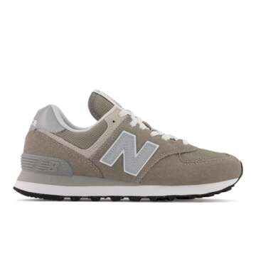 New Balance Women's 574 Core Sneakers in Grey/White - 5 Wide