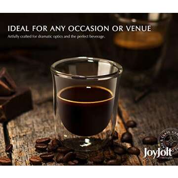 JoyJolt Javaah Double Walled Espresso Glasses Espresso Cups (Set of 2)- 2-Ounces