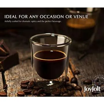 JoyJolt Javaah Double Walled Espresso Glasses Espresso Cups (Set of 2)- 2-Ounces
