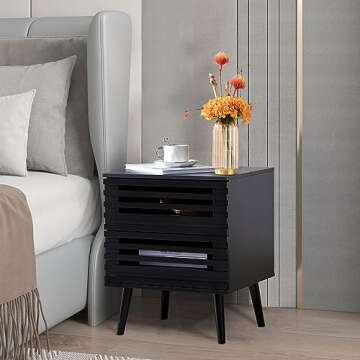 PHOYAL Nightstand Set of 2, End Side Table Modern Farmhouse Nightstand Modern Wood Accent Side Table...