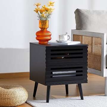 PHOYAL Nightstand Set of 2, End Side Table Modern Farmhouse Nightstand Modern Wood Accent Side Table Night Stands, Nightstand with Storage Drawer for Bedroom Living Room 2-Pack