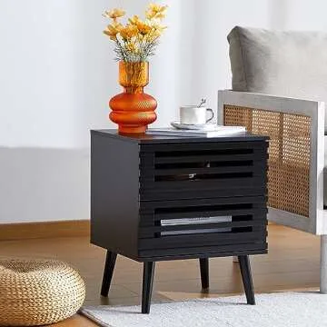 PHOYAL Nightstand Set of 2, End Side Table Modern Farmhouse Nightstand Modern Wood Accent Side Table Night Stands, Nightstand with Storage Drawer for Bedroom Living Room 2-Pack