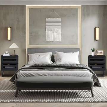 PHOYAL Nightstand Set of 2, End Side Table Modern Farmhouse Nightstand Modern Wood Accent Side Table Night Stands, Nightstand with Storage Drawer for Bedroom Living Room 2-Pack