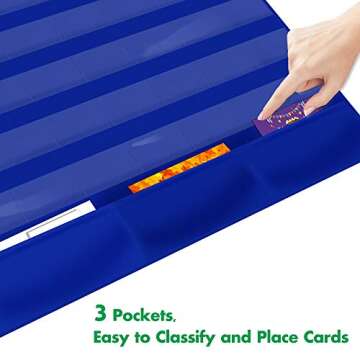 Blue Calendar Pocket Chart with 104 Cards,(72 Illustrated Activity Cards, 32 Dry Erasable Flash Cards and 3 Hooks 20"x22")