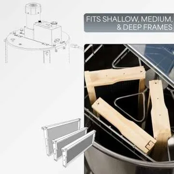 VIVO Electric Honey Extractor 8 Frame Rack (only 4 Deep Frames), Stainless Steel, Powered Honeycomb Drum Spinner with Transparent Lid, BEE-V004E