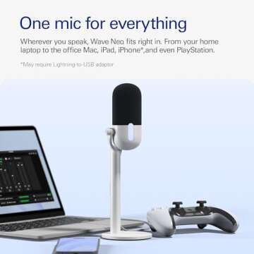 Elgato Wave Neo – USB Condenser Microphone, Tap to Mute, for Gaming, Streaming, Meetings, Voice Recording on Teams/Zoom/OBS/Twitch/YouTube & more, Plug-’n-Play, Works on Laptop, PC, Mac, iPad, iPhone