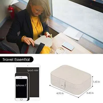XYMAO Jewelry Boxes, Portable PU Leather Jewelry Boxes for Women Girls, Travel Jewelry Organizer for Necklace,Ring,Earring (Glitter White)