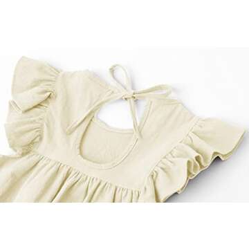 LYXIOF Toddler Baby Girl Cotton Linen Dress Ruffle Sleeve Halter Sleeveless Kids Casual Dresses Beige 80CM