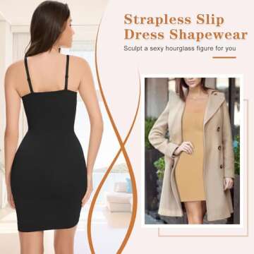 Strapless Shapewear Slips for Womem Under Dresses Strapless Slips Full Body Shaper Tummy Control Dre...