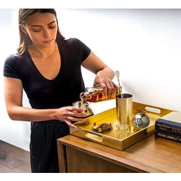 Elegant Gold Glossy Crocodile Faux Leather Serving Tray by Home Redefined