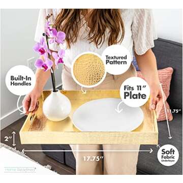 Home Redefined Gold Glossy Faux Leather Serving Tray