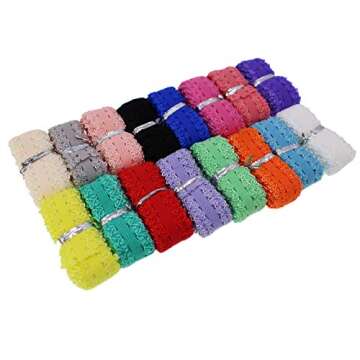 PAMIR TONG Picot Elastic Ribbon 16 Yards 3/4 inch Colorful Stretch Lace Trim for Panties Soft Baby E...